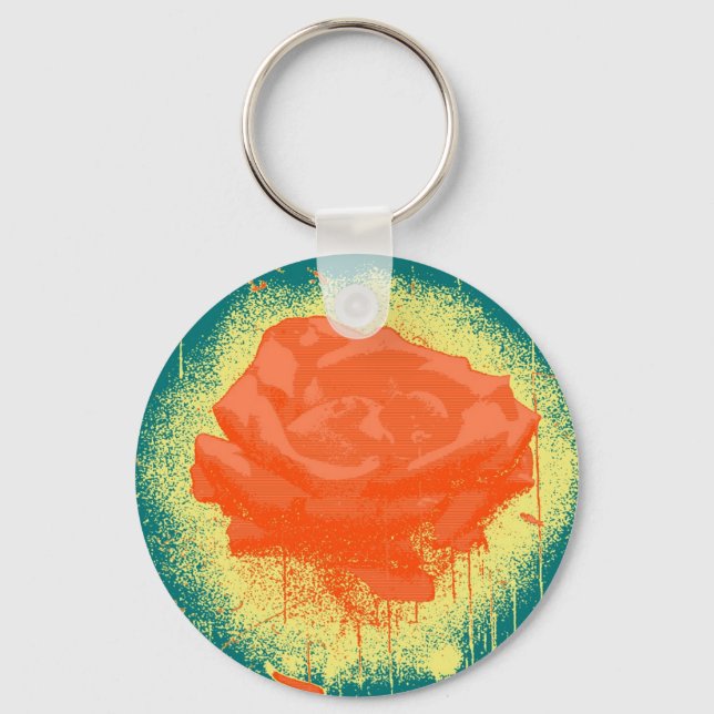 Vintage Red Rose Fine Art Keychain (Front)