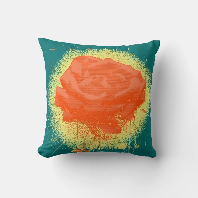 Vintage Red Rose Fine Art Throw Pillow (Front)
