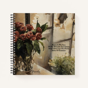 Vintage Red Rose Flowers Karma Quote Journal