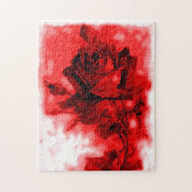 Vintage Red Rose Illustration Flowers Art Jigsaw Puzzle (Vertical)