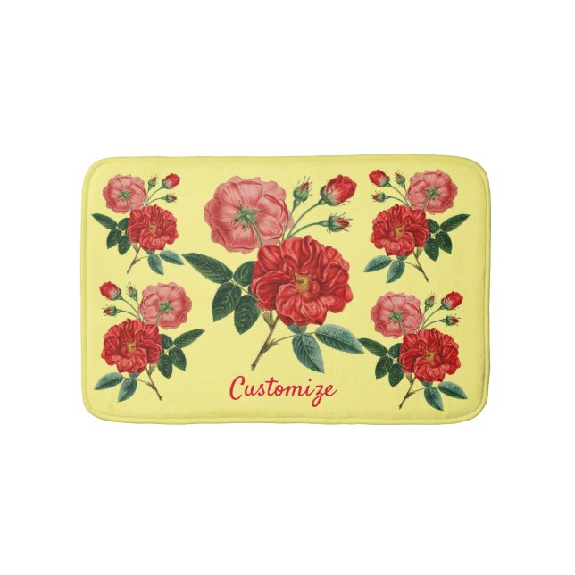 Vintage Red Rose Illustration Thunder_Cove Bath Mat (Front)
