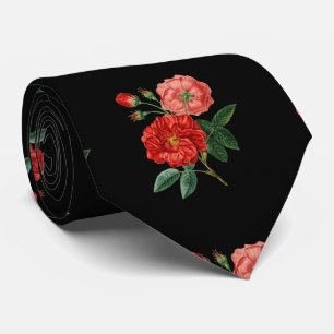 Vintage Red Rose Illustration Thunder_Cove Tie