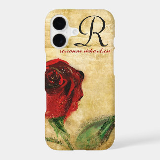 Vintage Red Rose Monogram iPhone 7 case
