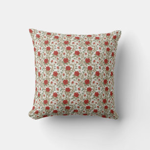 Vintage Red Rose Throw Pillow