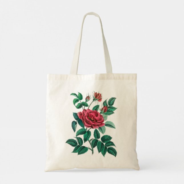 Vintage Red Rose Tote Bag (Back)