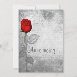 Vintage Red Rose Wedding Invitation