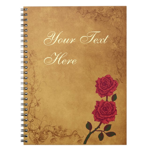 Vintage Red Rose Wedding Notebook (Front)