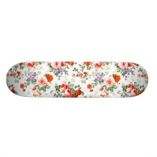 Vintage Red Roses and Flowers Skateboard