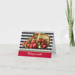 Vintage Red Roses Basket Thank You Card