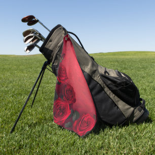 Vintage Red Roses Custom Name Golf Towel