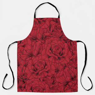 Vintage Red Roses Elegance Apron