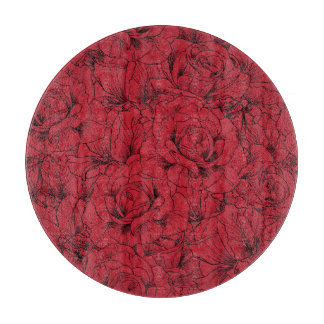 Vintage Red Roses Elegance Cutting Board