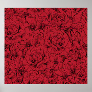 Vintage Red Roses Elegance Poster