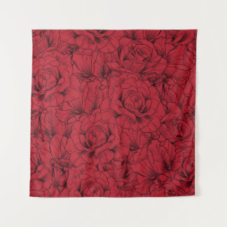 Vintage Red Roses Elegance Tapestry
