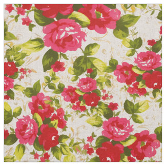 Vintage red roses fabric
