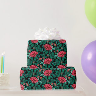 Vintage Red Roses Pattern  Wrapping Paper