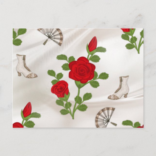 Vintage Red Roses Postcard (Front)