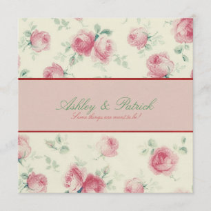 Vintage Red Roses Texture Wedding Invitation