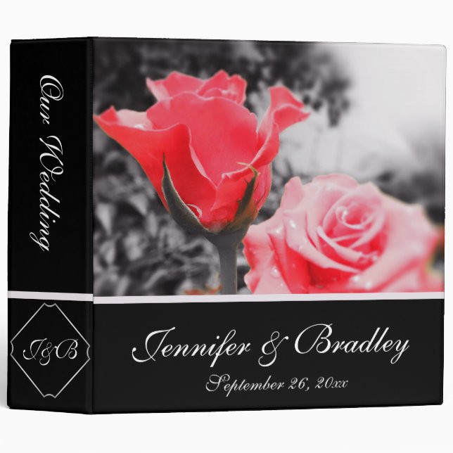 Vintage Red Roses Wedding Binder (Front/Spine)