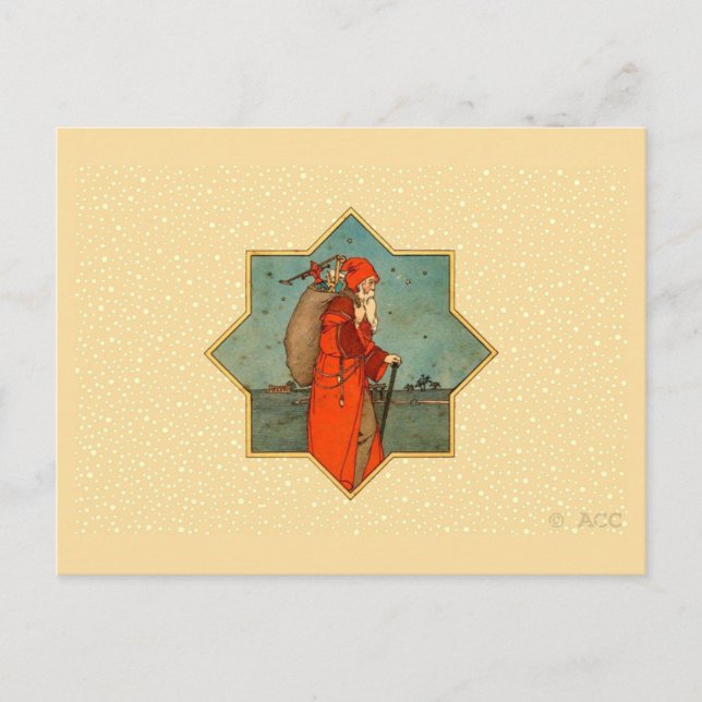 Vintage Red Santa Claus St. Nicholas Holiday Postcard (Front)