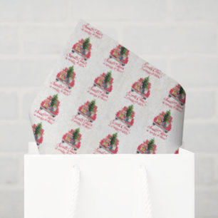 Vintage Red Santa Truck with Christmas Gifts Tissue Paper