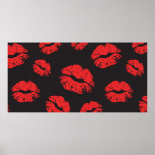 vintage red seamless pattern on black background. poster
