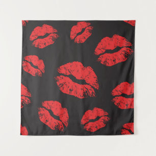 vintage red seamless pattern on black background. tapestry