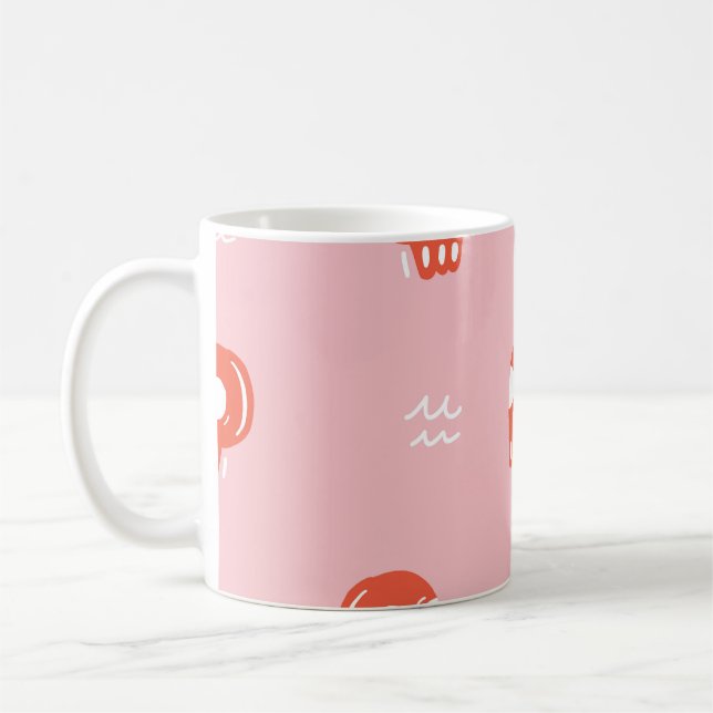 Vintage Red Skull Head Pattern Coffee Mug (Left)