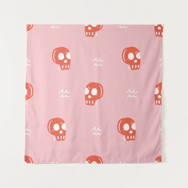 Vintage Red Skull Head Pattern Tapestry (Front)