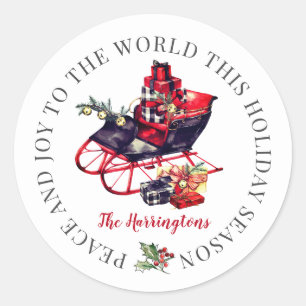 Vintage Red Sleigh Snow Sticker
