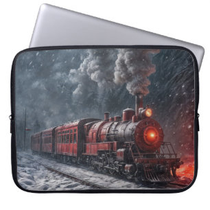 Vintage Red Snow Train Laptop Sleeve