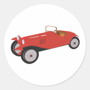 Vintage Red Sports Car Classic Open-Top Roadster Round Sticker