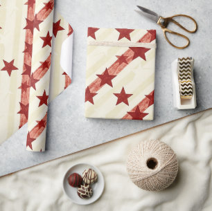 Vintage Red Stars Seamless Pattern Background  Wrapping Paper