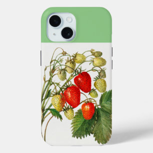Vintage Red Strawberry Branch Art iPhone 15 Case