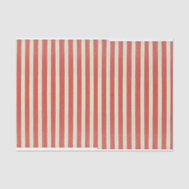 Vintage Red Striped Christmas Tissue Paper (Front)