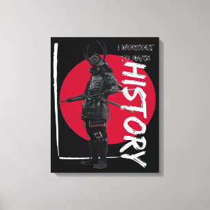 Vintage red sun japanese art samurai warrior canvas print