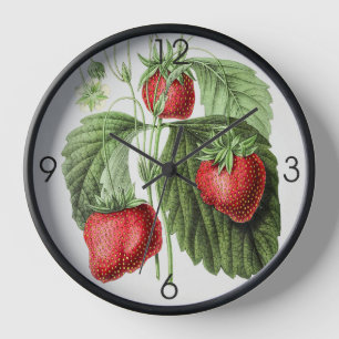 Vintage Red Sweet Strawberry Round Clock