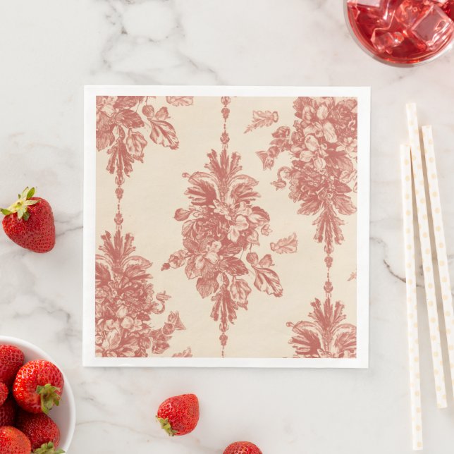 Vintage Red Tapestry Design, Christmas Romance Napkin (Insitu)