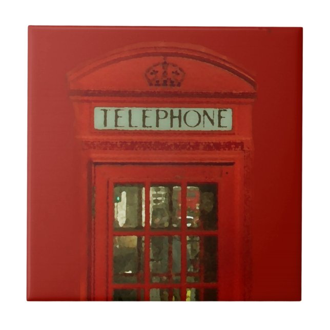 Vintage Red Telephone Box Tile (Front)