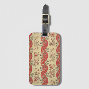 Vintage red textile Chinoiserie Luggage Tag