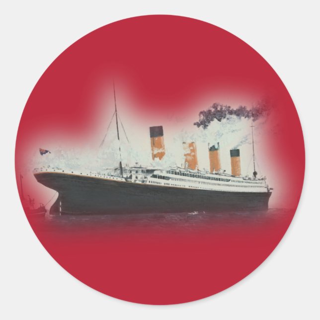 Vintage Red Titanic Ship Christmas Classic Round Sticker (Front)