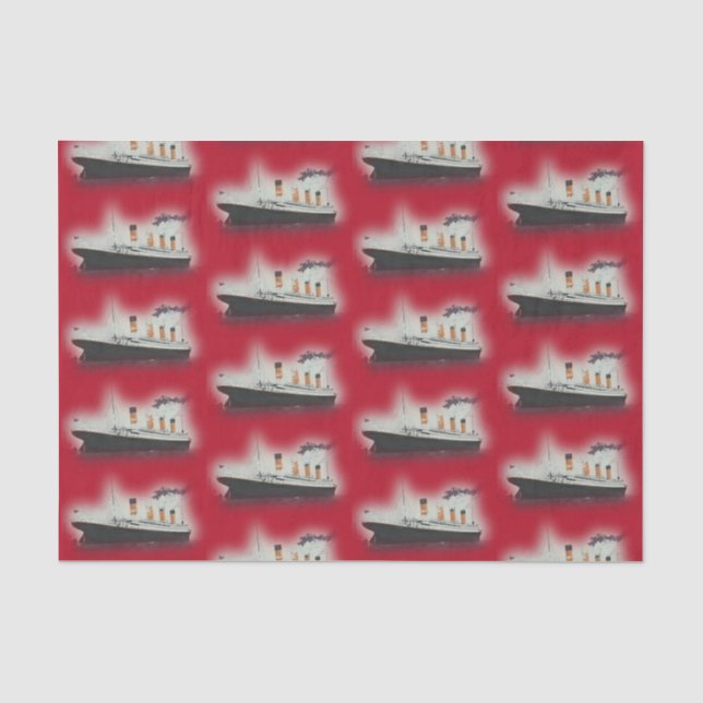 Vintage Red Titanic Ship Christmas Tissue Paper (Front)