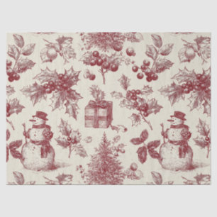 Vintage Red Toile Christmas Botanical - Holly Tissue Paper