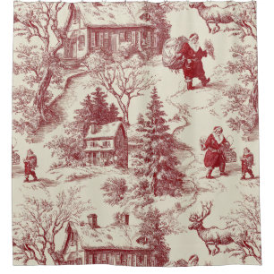 Vintage Red Toile Christmas Village - Santa