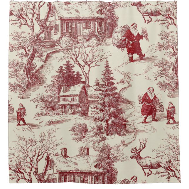 Vintage Red Toile Christmas Village - Santa (Front)