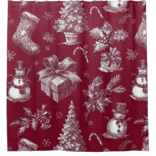 Vintage Red Toile Christmas with Stockings