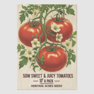 Vintage Red Tomato Botanical Decoupage Tissue Paper