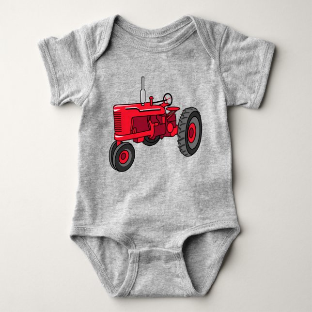 Vintage Red Tractor Baby Bodysuit (Front)