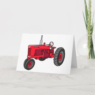 Vintage Red Tractor Card
