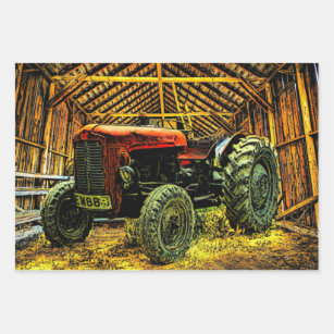 PERSONALISED GREEN TRACTOR FARMER NAME AGE WRAPPING PRESENT WRAP PAPER 